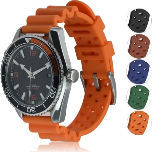 Corrugated Silicone Rubber Watch Strap 20mm 22mm Quick Release Watchbands Diving Waterproof For Each Brand Watches Band
