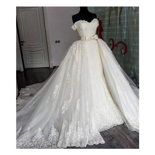 Luxury Sweetheart Lace Mermaid Wedding Dresses With Detachable train Vestido De Casamento Vintage Wedding Gowns 2020 bride dress