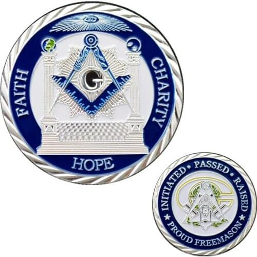 FAITH, CHARITY & HOPE silver plated Masonic medals coins, Freemasonry coins collectibles Proud Freemason coins drop shipping