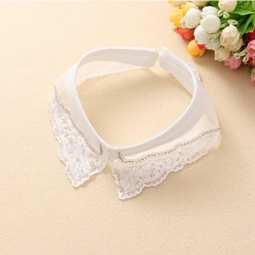 Mesh Floral Embroidery Fake Collar Detachable Collar Women White Lapel Necklace Choker for Sweater Dress Hollow False Collars