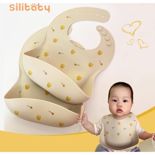 Silicone Baby Bib Cartoon Waterproof Baby Feeding Bib Adjustable Saliva Dripping Bib Newborn Soft Edible Aprons Print Burp Cloth