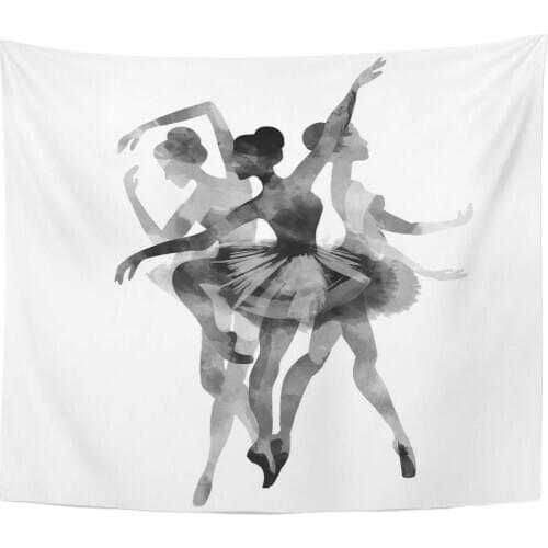 Watercolor Action Blue Dancer Ballet Ballerina Dance Elegance Girl Ink Activity Tapestry Home Decor Wall Hanging for Living Room