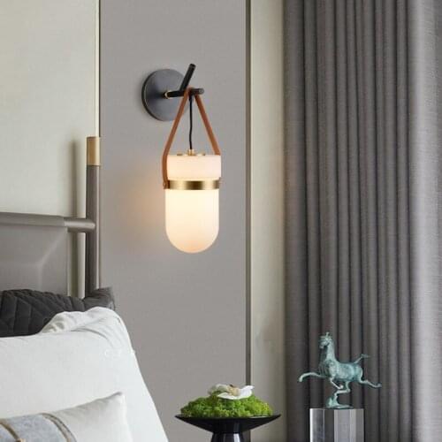 Nordic Post-modern Classical Copper Glass Wall Lamp Simple Creative Warm Wall Light Living Room Bedroom Balcony Corridor Bedside