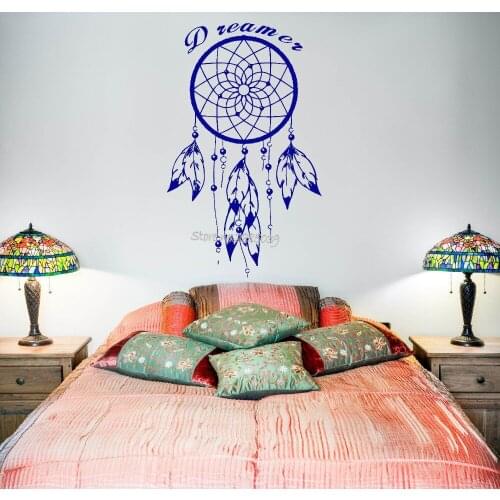 Vinyl Wall Decal Dream Catcher Feather Quote Dreamer Art Wall Sticker New Style Mural Bedroom Decor Modern Decal Removable LA595