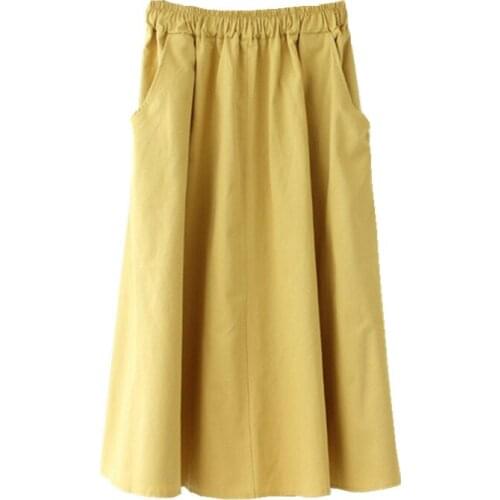 2020 A-Line Summer White Boho Stretch Waist Cotton Midi Skirt Casual Faldas Jupe Femme Saia Women Skirts