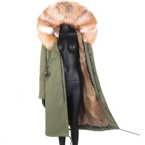 Mens Parka Coat Winter Jacket X-long Oversized Coats Thicken Warm Rabbit Fur Lined Jackets Fur Hooded Windbreaker