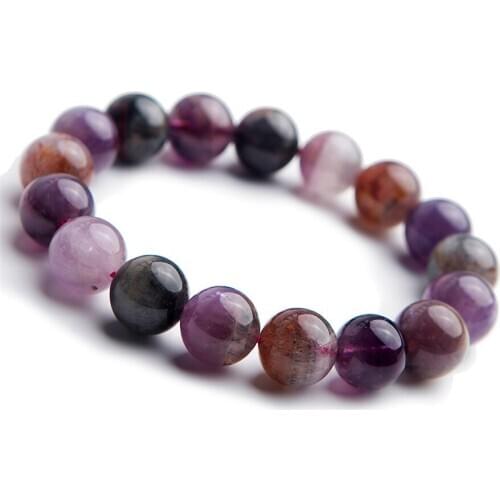 Colorful Genuine Gems Natural Stone Bracelets Women Lady Stretch Healing Crystal Round Bead Natural Auralite 23 Bracelet 12mm