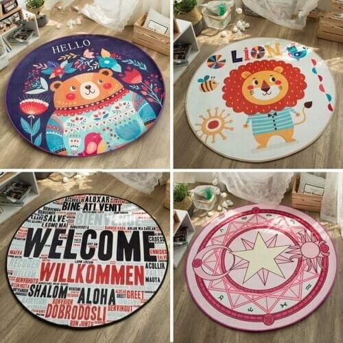 1.5cm Thick Kids Room Round Carpet Cartoon Child Floor Mat Yogo Prayer Carpet Baby blanket For Computer Chair Study Room Decor