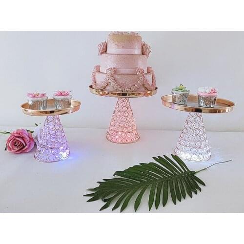 1pcs Crystal Metal Cake Stand Mirror Cupcake Decorations Dessert Pedestal Wedding Party Display Tray