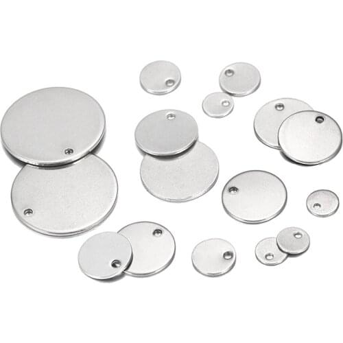 10 20 50Pcs/Lot Silver Color Stainless Steel Round Pendant Charms For Earring Necklace Making Charm Jewelry Findings Supllies