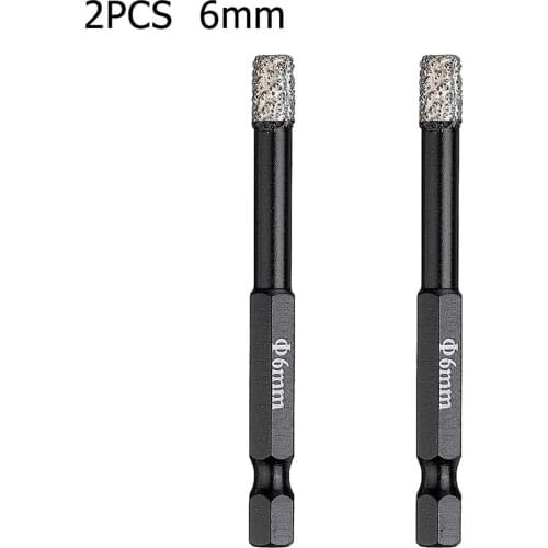 2pcs 6mm Vaccum Brazed Diamond Dry Drill Bits Hole Saw For Marble Ceramic Tile Glass Stone Multi-purpose Drilling