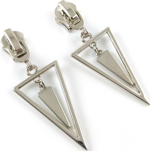 20pcs/lot, 2018 New Silver Color 5# Zipper Slider with Double Inverted Triangular Shape Zipper Pull for Fashion Garment