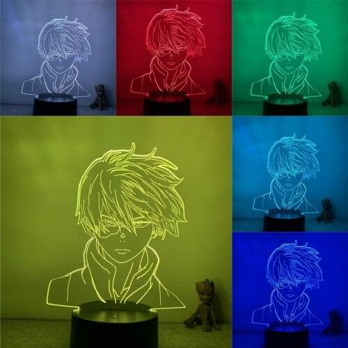 3D Nightlight Anime Todoroki Shoto Ice Fire My Hero Academia Action Figure 7 Colors Touch Optical Illusion Table Lamp Gift Room