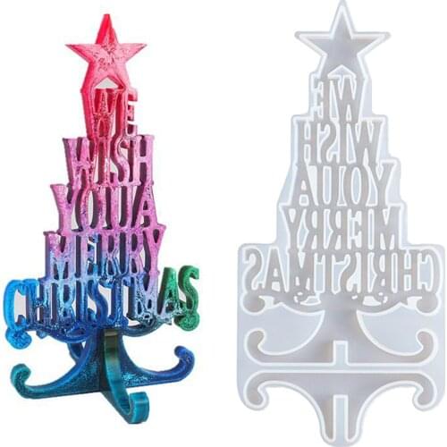 3D Merry Christmas Mold Silicone Resin Mold Ornaments DIY Crystal Epoxy Resin Jewelry Casting Mold Crafts Tabletop Decoration