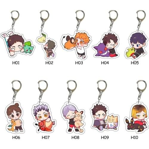 Anime Acrylic Keychain Haikyuu Hinata Shoyo Kageyama Volleyball Juvenile Children Bag Pendant Accessories Keyring Smart Jewelry