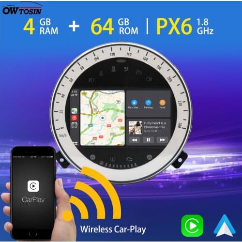 7" Android 10.0 PX6 4G+64G Car DVD Multimedia Player For BMW Mini Cooper R56 2006-2013 GPS Radio Carplay TDA7850 5*USB HDMI DSP