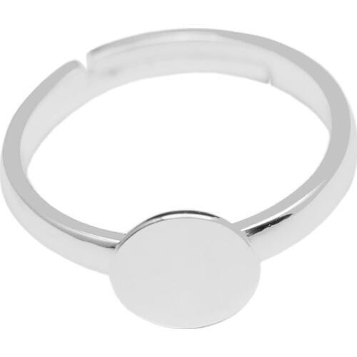 Beadsnice 925 Sterling Silver Blank Base Setting with 8mm /12mm Glue Pad For Adjustable Jewelry Handmade Gifts Rings