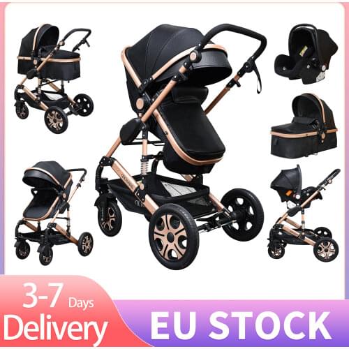 RU free ship ! Luxury 3 in 1 baby stroller high landscape winter baby stroller baby can Seat and recliner umbrella carts