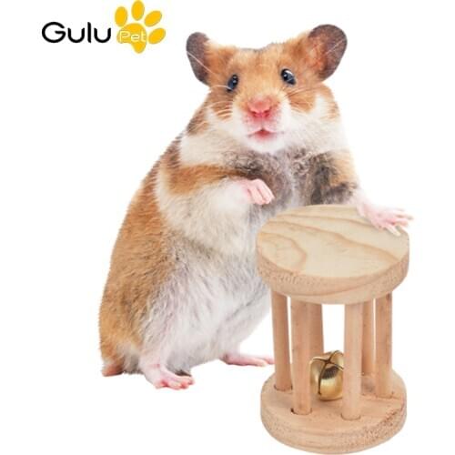 Wood Pet Bird Toys Grinding-Rolling Bell Ultra light portable Rabbit Exercise Hamster Toy Small Pet Supplies