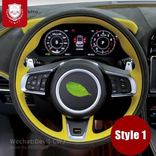 For Jaguar steering wheel cover XF XJ XE F-PACE F-TYPE Alcantara Premium suede leather hand-sewn durable car accessories