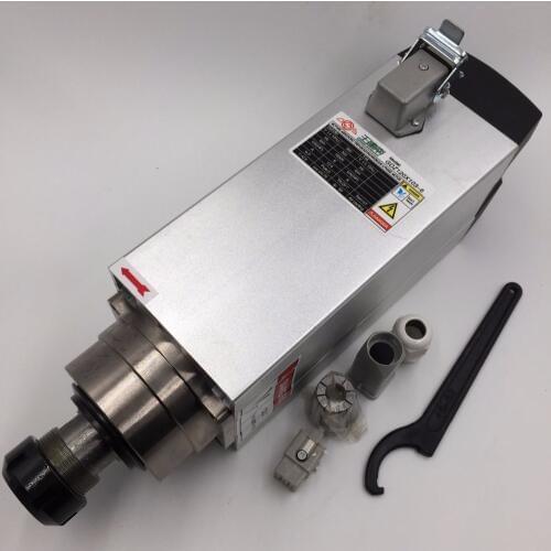 6KW Air-cooled Square Spindle Motor 18000rpm 220V 12.6A 300Hz ER32 Woodworking Spindle GDZ120x103-6 & 7.5kw VFD Inverter New