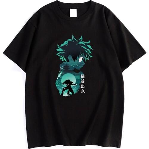 Anime My Hero Academia Midoriya Izuku Prints Men T-Shirt Street Slim Tshirt Sport Comfortable T-Shirts Style Crewneck Mens Tops