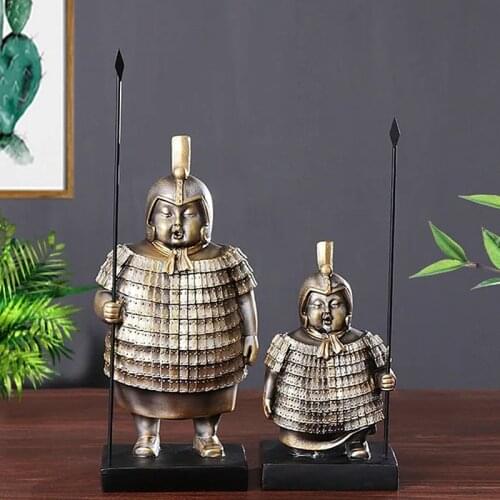 Chinese Home Terracotta Warriors Resin Dove Vintage Sculpture Decoration Creative Office Crafts Bookcase Booksheet Decoration
