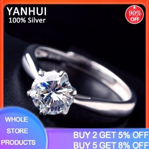 With Certificate Natural 1 Carat Zirconia Gemstone Ring With 18K RGP Mark White Gold Pt Wedding Band Engagement Rings For Women