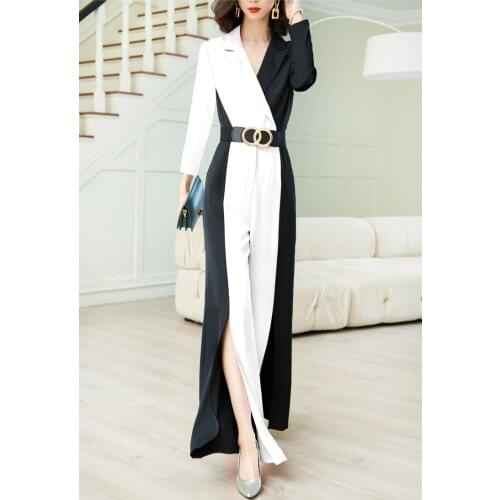 New spring and autumn office lady Fashion casual loose brand female women girls patchwork jumpsuits clothing