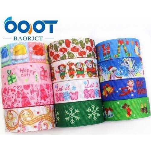 OOOT BAORJCT I-19713-20,22mm,10yards Christmas series Cartoon grosgrain ribbons,bow cap accessories and decorations,DIY material