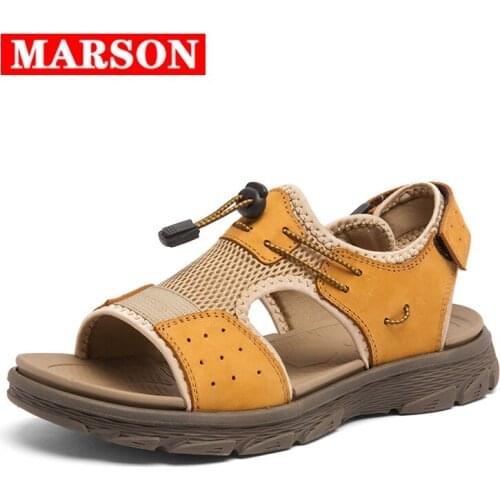 Summer Mens Sandals Genuine Leather Men Slippers Gladiator Men Beach Sandals Soft Comfortable Outdoors Wading Shoes Plus Size