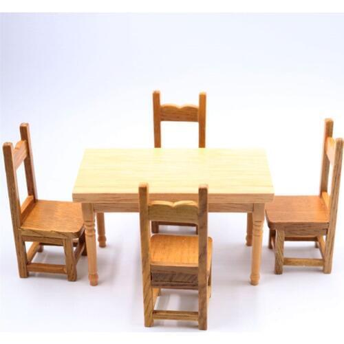 Doub K 1:12 dollhouse furniture toy miniature pretend play classic toys wooden chair table sets for girls children kids dolls