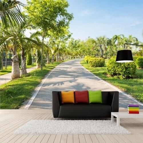 Custom mural natural green park path mural TV backdrop restaurant corridor living room wallpaper Decorative painting