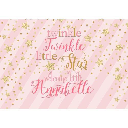 Custom Twinkle Twinkle Little Star Gold Star Pink Striped photo backdrop High quality Computer print party background