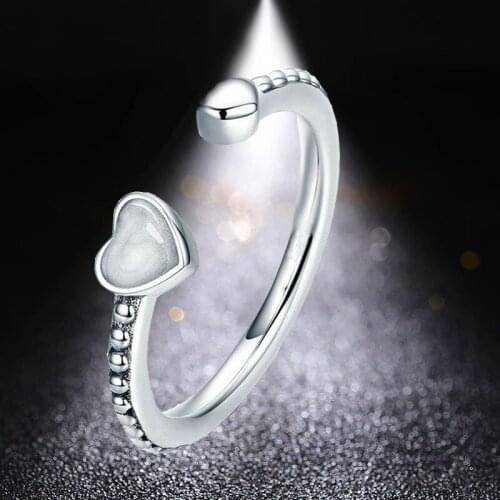 HUAMI Simple Rings Heart Open Adjustable Finger Ring for Women Copper Jewelry Wedding Engagement Gift Regalos Para Mujer Bagu