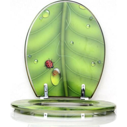 Resin toilet seat toilet cover Green leaf insects descending UVO universal thickened toilet cover stainless steel