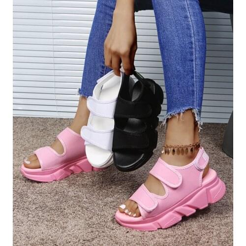 Women Sandals 2021 Summer Plus Size Closed Toe wedge Platform Sandals Women Fashion Velcro Casual Sport Sandalias