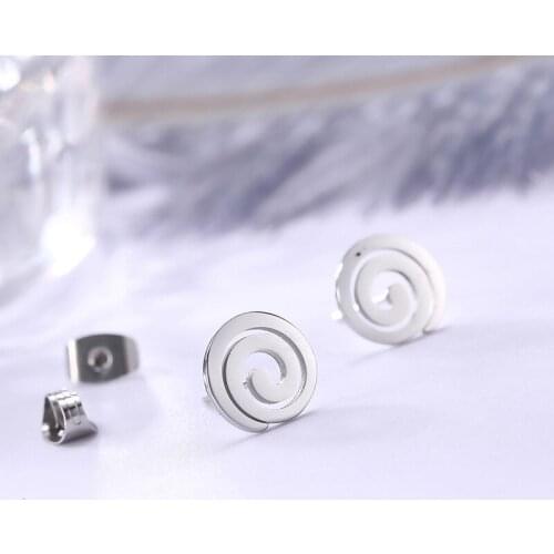 Baby Girls Earrings Stainless Steel Gold Minimal Geometric Spiral Earings Fashion Jewelry Women Accessories BFF Christmas Gifts