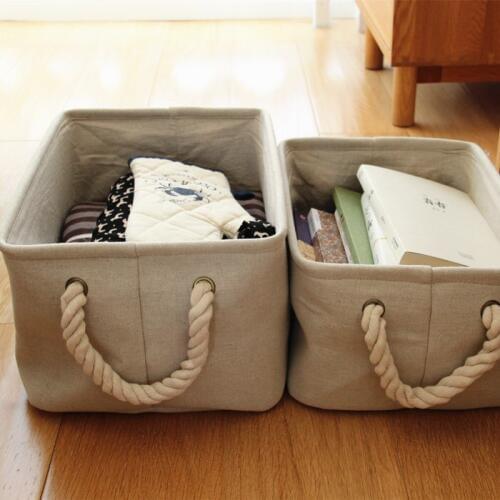Foldable Linen Cotton Storage Basket Japanese Style Dirty Clothes Storage Laundry Basket Sundries Organizer Toy Home Storage Box