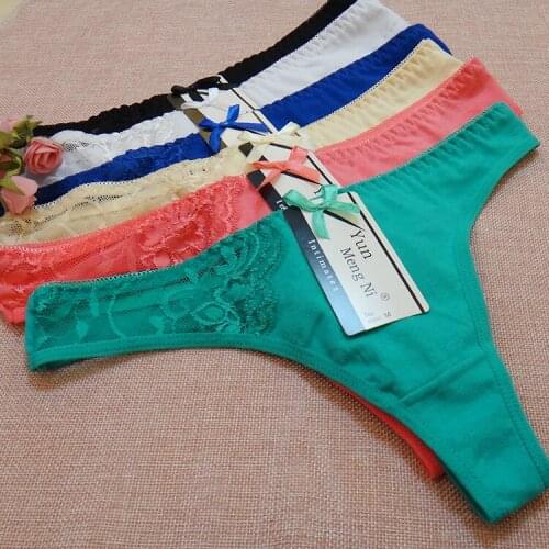 Lot of 120pc laced cotton thong lady panties sexy women underwear lady g-string women stretch t-back sexy lingerie underpants