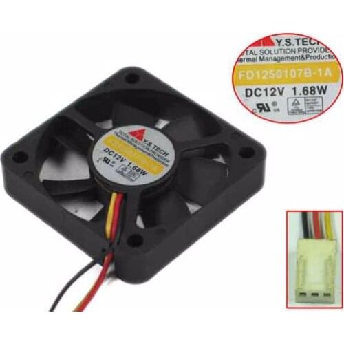 Y.S TECH FD1250107B-1A DC 12V 1.68W 50x50X10mm 3-wire Server Cooling Fan