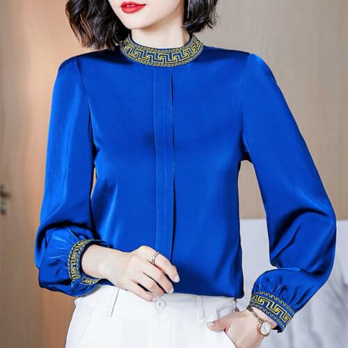 YIHERMI Stand-up Collar Blouses