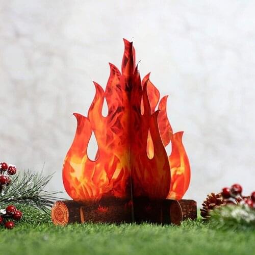 Funny 3D Flame Cardboard Happy Halloween Party Decor For Home Flame New Year Flame Ornaments Easter Christmas Fire Pile