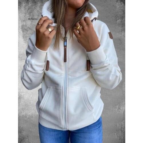 New Women Hoodie Stripe Hoodies Women Sweatshirt Long Sleeve Clothes Pocket Zipper Hoodies Tops Female Spring Thick Outwear