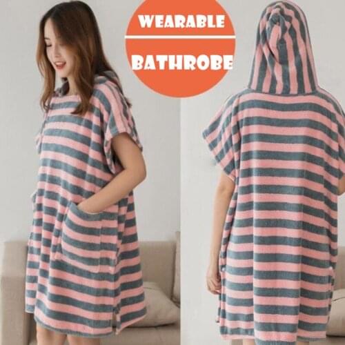 Hooded Bathroom Women Microfiber Bath Towels Outdoor Soft Dress Towel for Adults Wearable Beach Towel Bath Wrap Towel Bath Gown