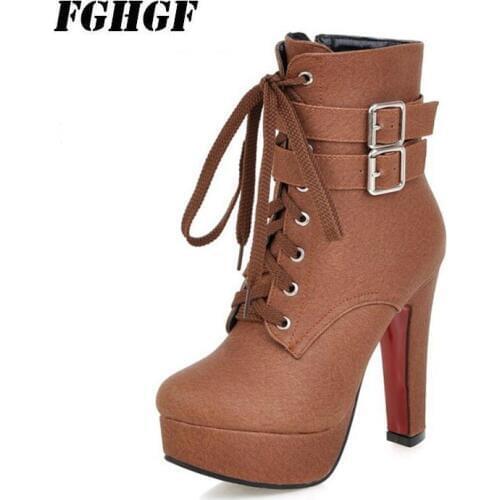 Winter high-heeled boots Size 34-50 yards Womens boots with high heels and medium buckles