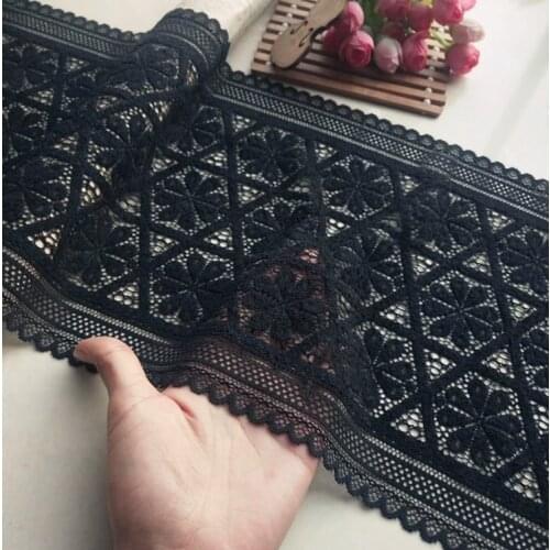 1 Meter High Quality Black Stretch Lace Trim Elastic Lace Bridal Belt Headwear Garter Garment Springy Lace Fabric Accessories