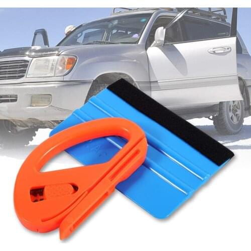 2pcs/set Car Scrape & Curved Film Cutter for Car Vinyl Carbon Fiber Sticker Auto StylingWindow Ice Remover Cleaning Kits Set