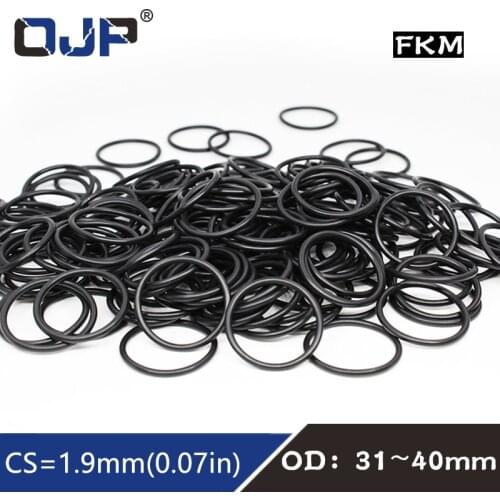5PCS Fluorine rubber Ring Black FKM O ring Seal CS:1.9mm OD31/32/33/34/35/36/37/38/39/40mm Rubber O-Ring Seal Oil Ring Gasket