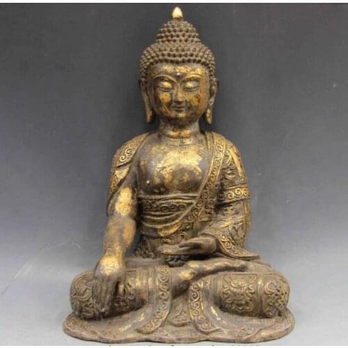Free shipping S03066 Chinese buddhism Temple Old Copper Bronze Sakyamuni Tathagata buddha god Statue